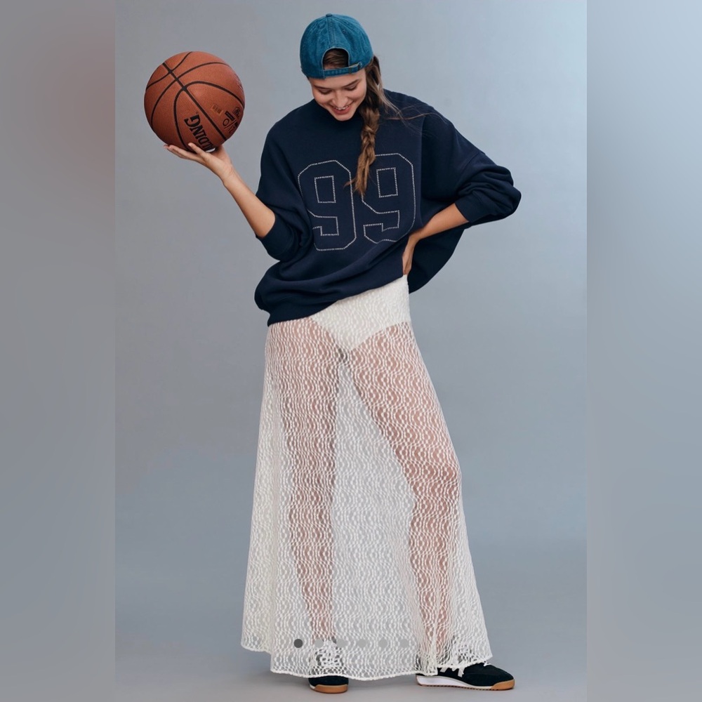 NWT By Anthropologie Lace Maxi Slip Skirt